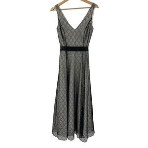 Papell Boutique Y2K Vintage Glitter Sparkle V-neck Dress Sz 4